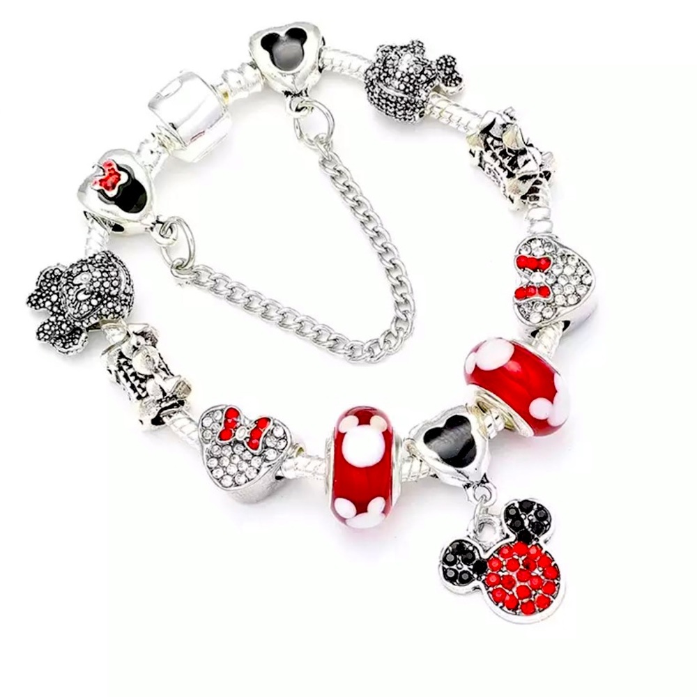 New Disney 925 Silver Mickey Mouse Charm Bracelet